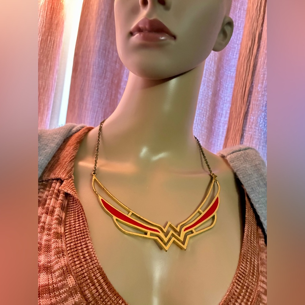 Bold Gold and Red Winged Necklace